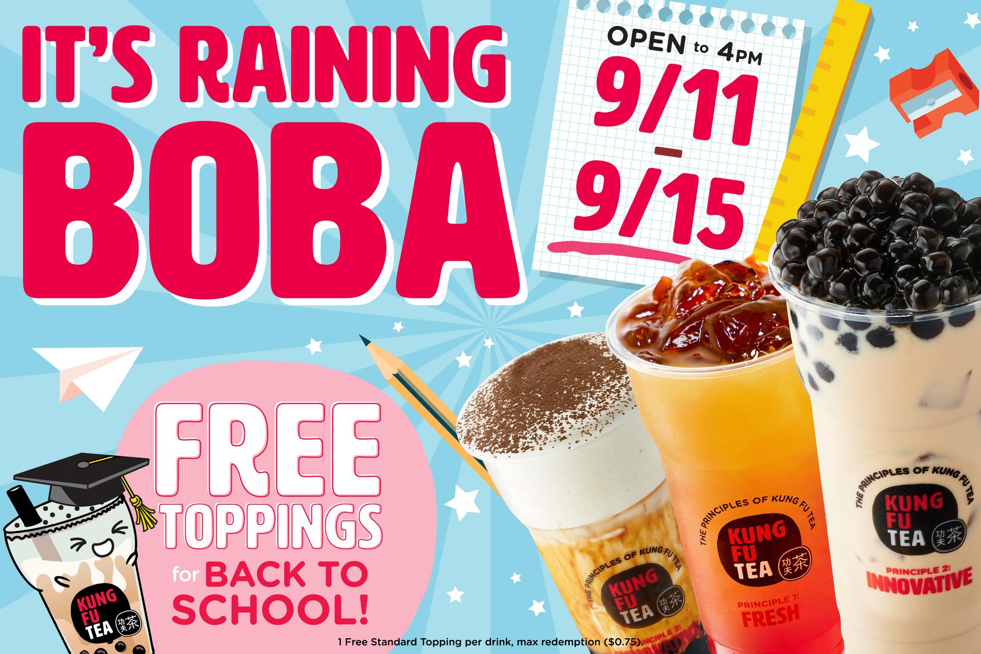 Treat Yo'self Afterschool This Whole Week With Free Toppings! Kung Fu Tea